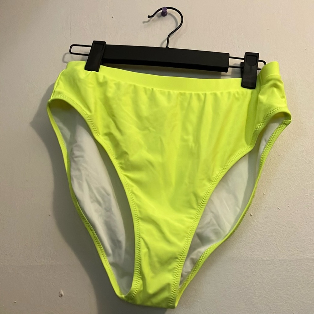 Neon Yellow High-Waisted Bikini Bottoms